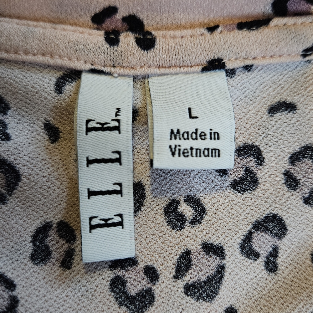 Elle Pink Leopard Print Women's Top - Size Large - Picture 3 of 5